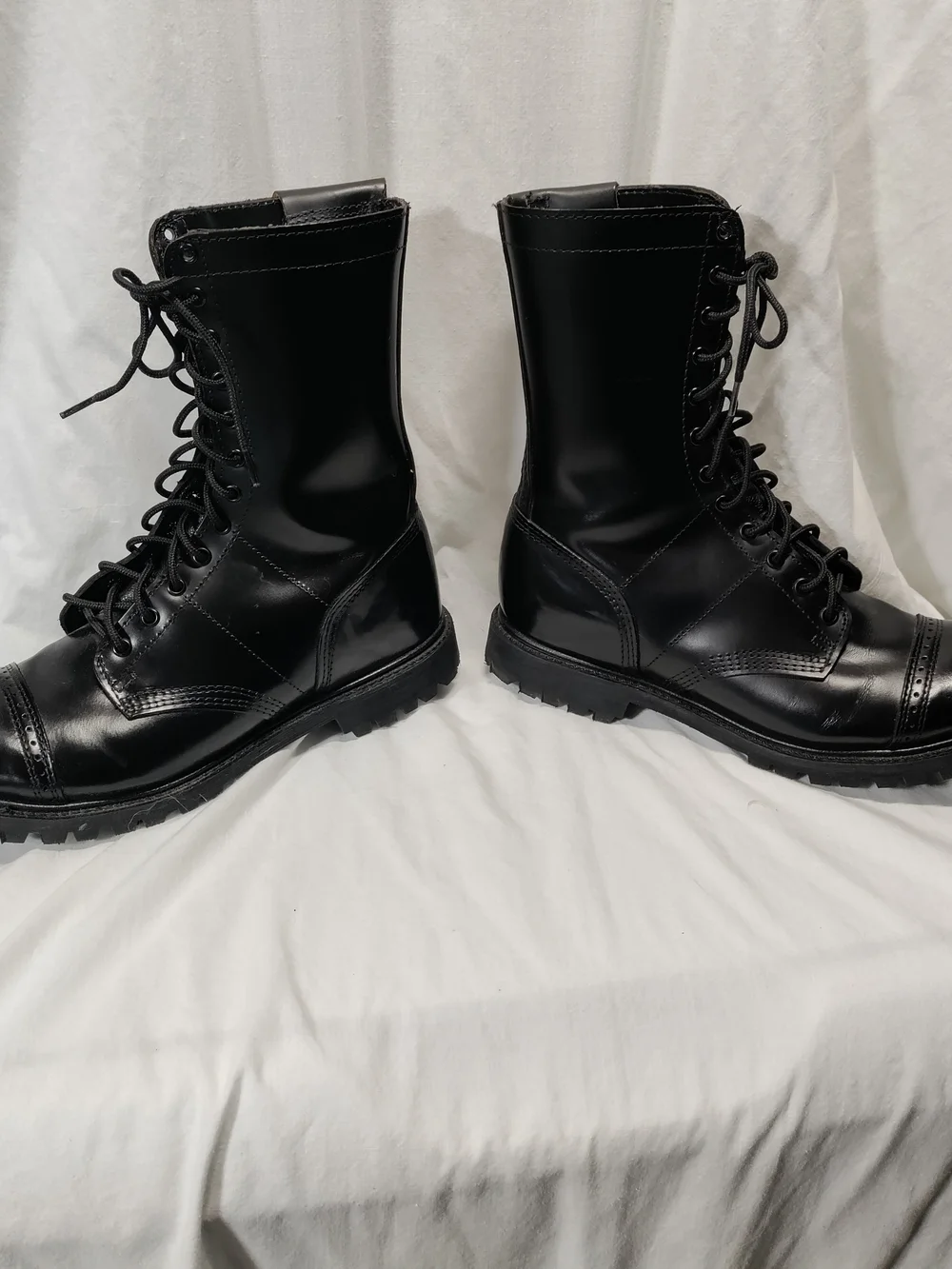Men's Black Lace-Up Tactical Boots Jump Boots with Side Zip